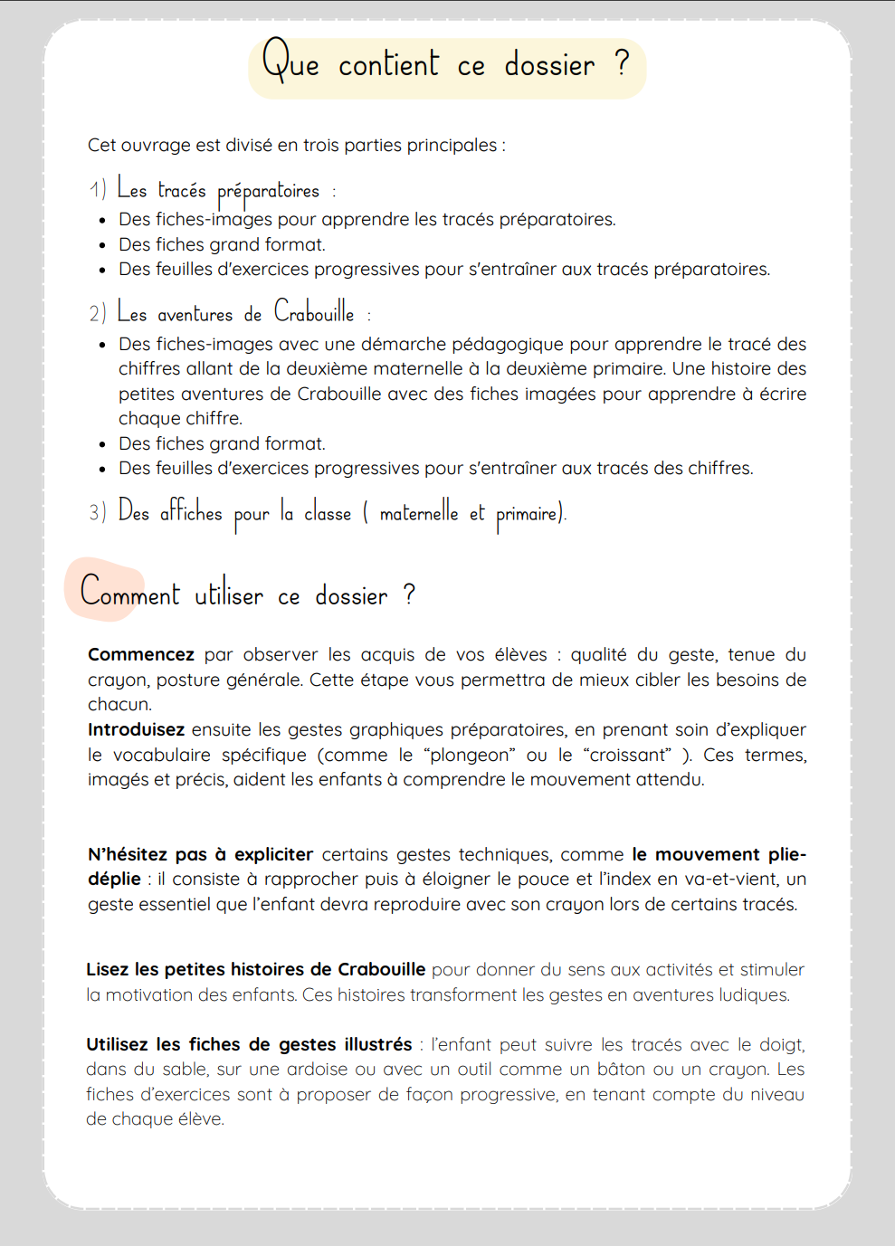 Supports variés et manipulation